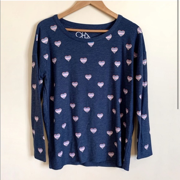 NWT Chaser Heart Valentine’s Top Graphic Love Tee Blue Medium - Picture 2 of 7